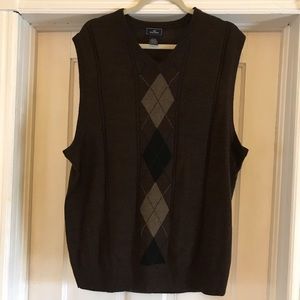 Men’s Dockers brown black argyle sweater vest XL